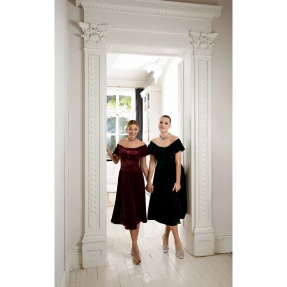 💕HILL HOUSE💕 The Akilah Nap Dress ~ Burgundy Velvet Small S NWT - Picture 5 of 15